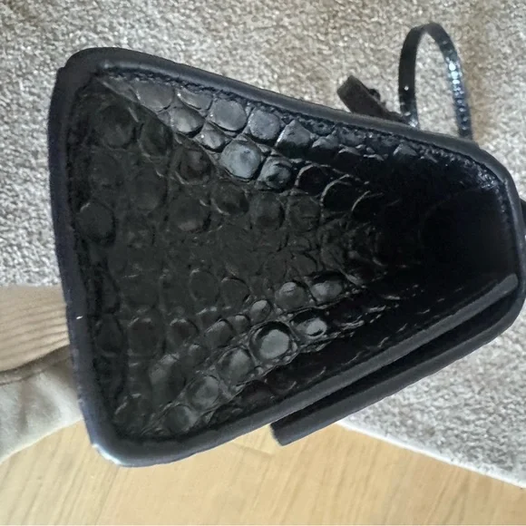 Balenciaga Mini hourglass Shiny Crystal Logo Croc Embossed Calfskin Bag Like new - Picture 6 of 8